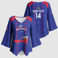 Custom Haiti Football Kimono Sleeve Blouse Les Grenadiers Veve Vodou Blue