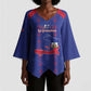 Custom Haiti Football Kimono Sleeve Blouse Les Grenadiers Veve Vodou Blue