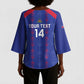 Custom Haiti Football Kimono Sleeve Blouse Les Grenadiers Veve Vodou Blue
