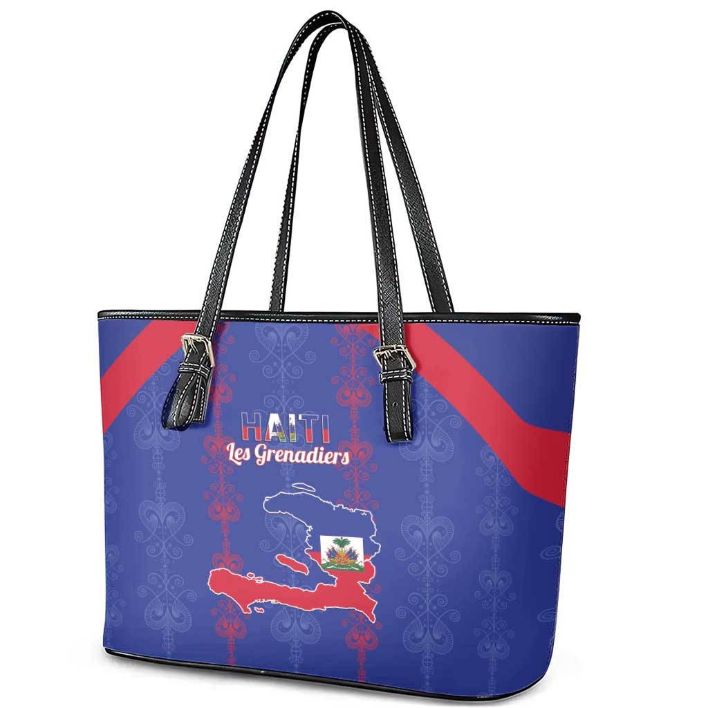 Haiti Football Leather Tote Bag Les Grenadiers Veve Vodou Blue - African Pride
