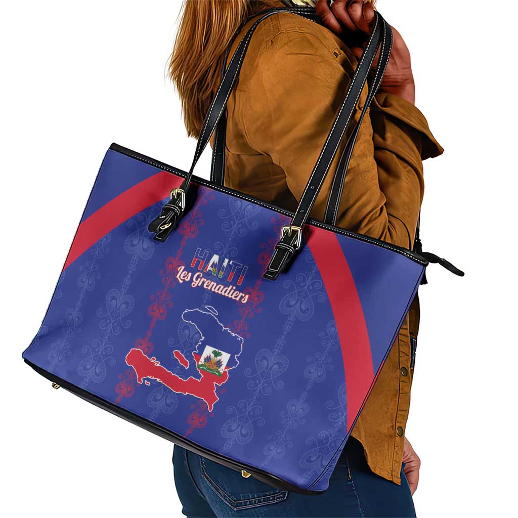 Haiti Football Leather Tote Bag Les Grenadiers Veve Vodou Blue - African Pride