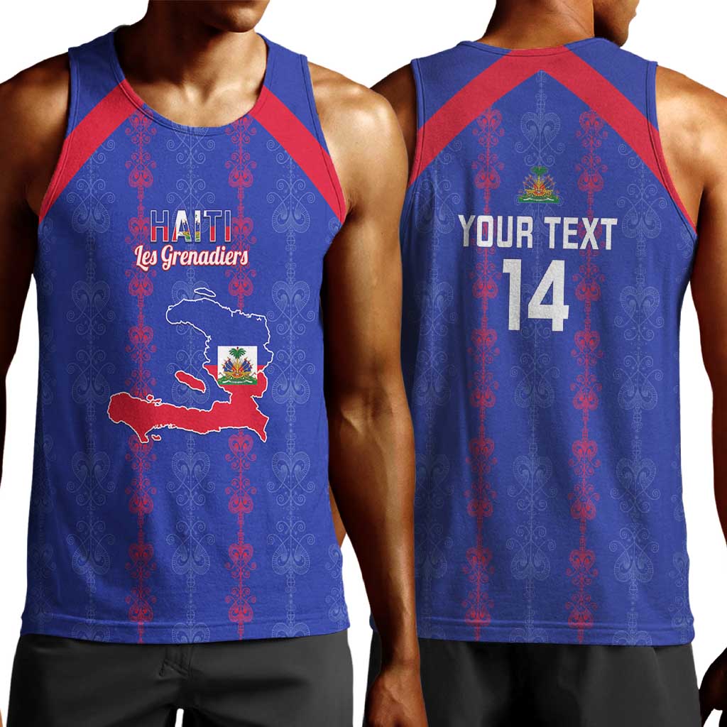 Custom Haiti Football Men Tank Top Les Grenadiers Veve Vodou Blue - African Pride