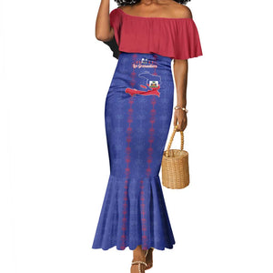 Custom Haiti Football Mermaid Dress Les Grenadiers Veve Vodou Blue - African Pride