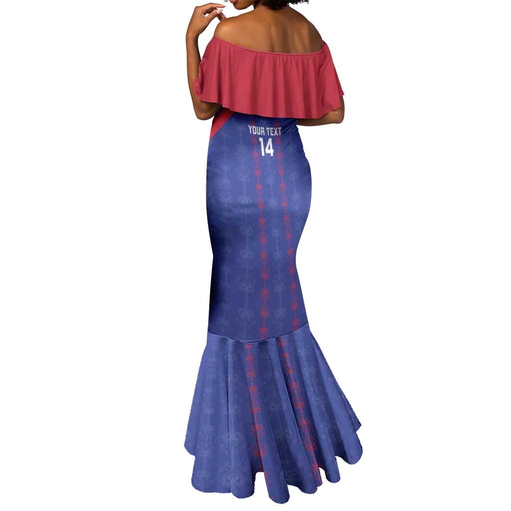 Custom Haiti Football Mermaid Dress Les Grenadiers Veve Vodou Blue - African Pride