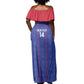 Custom Haiti Football Off Shoulder Maxi Dress Les Grenadiers Veve Vodou Blue - African Pride