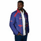 Custom Haiti Football Padded Jacket Les Grenadiers Veve Vodou Blue