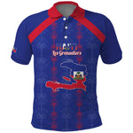 Custom Haiti Football Polo Shirt Les Grenadiers Veve Vodou Blue - African Pride