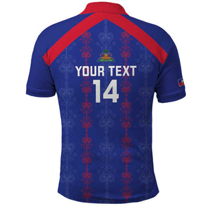 Custom Haiti Football Polo Shirt Les Grenadiers Veve Vodou Blue - African Pride