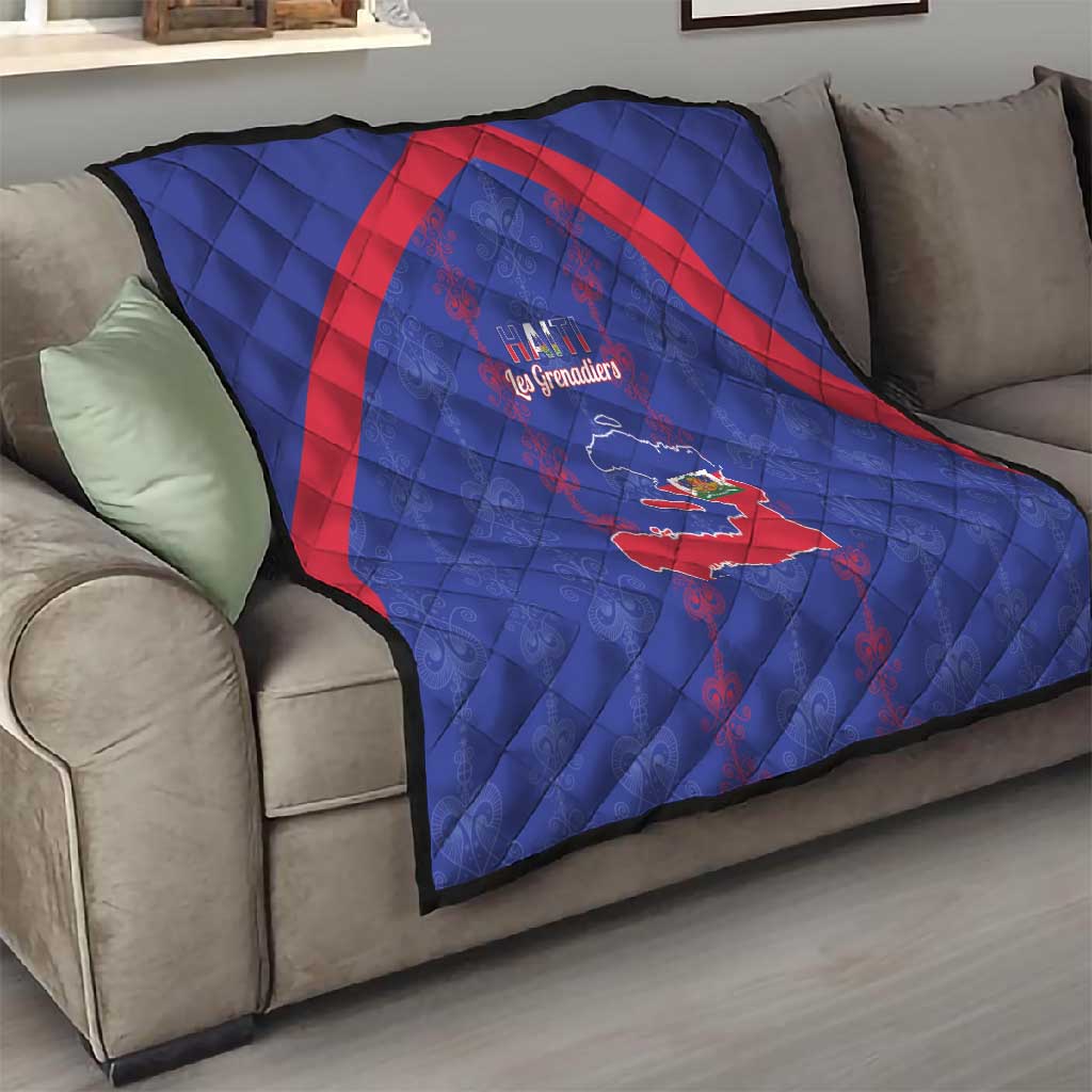 Haiti Football Quilt Les Grenadiers Veve Vodou Blue - African Pride