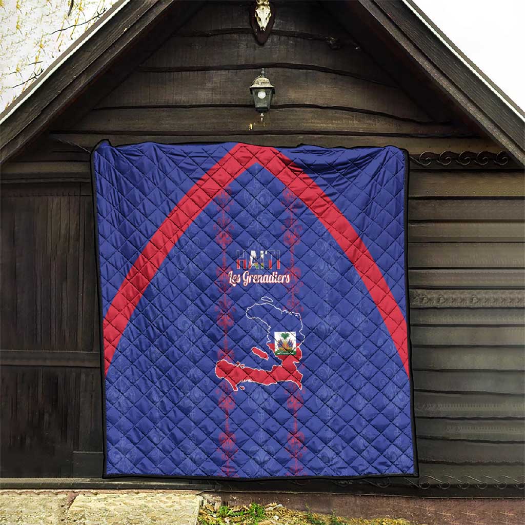 Haiti Football Quilt Les Grenadiers Veve Vodou Blue - African Pride