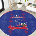 Haiti Football Round Carpet Les Grenadiers Veve Vodou Blue - African Pride