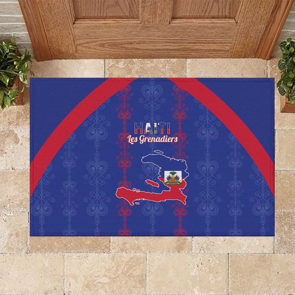 Haiti Football Rubber Doormat Les Grenadiers Veve Vodou Blue - African Pride