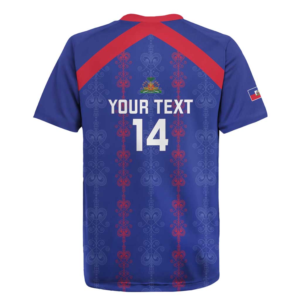Custom Haiti Football Rugby Jersey Les Grenadiers Veve Vodou Blue - African Pride