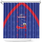 Haiti Football Shower Curtain Les Grenadiers Veve Vodou Blue - African Pride