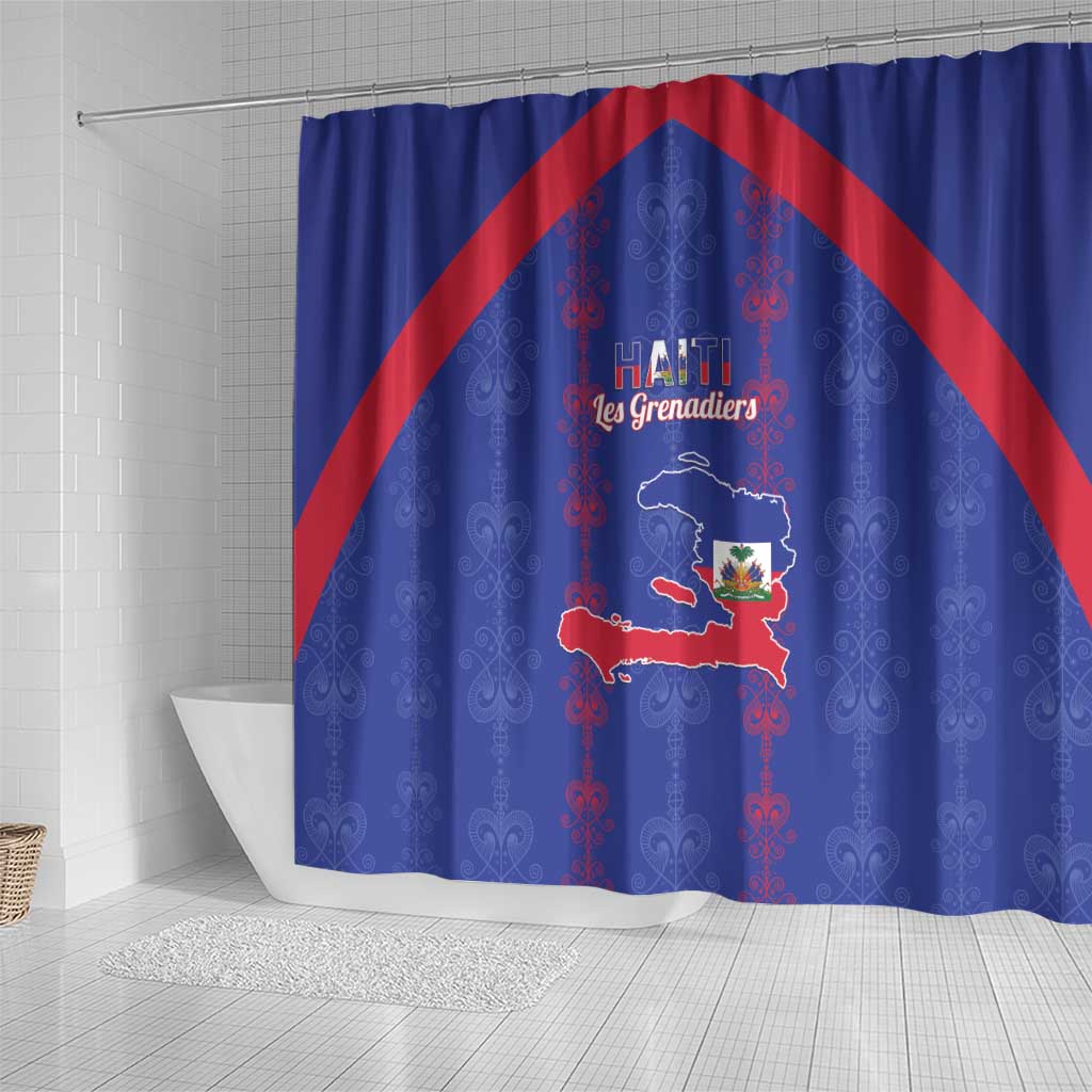 Haiti Football Shower Curtain Les Grenadiers Veve Vodou Blue - African Pride