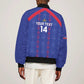 Custom Haiti Football Sleeve Zip Bomber Jacket Les Grenadiers Veve Vodou Blue - African Pride