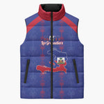 Custom Haiti Football Sleeveless Puffer Jacket Les Grenadiers Veve Vodou Blue
