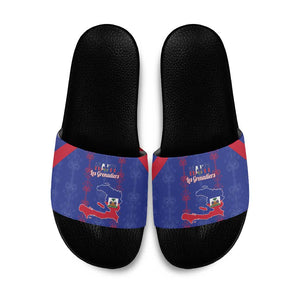 Haiti Football Slide Sandals Les Grenadiers Veve Vodou Blue