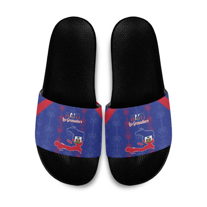 Haiti Football Slide Sandals Les Grenadiers Veve Vodou Blue