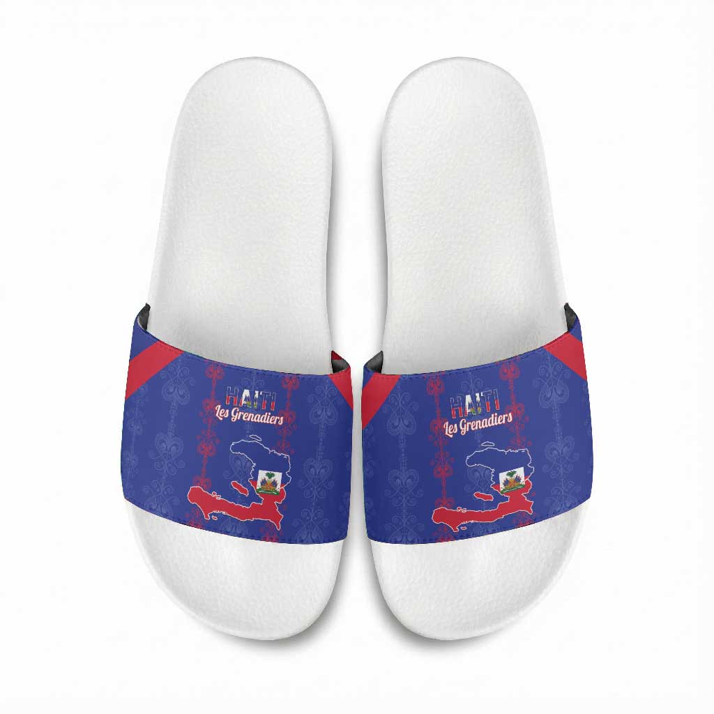 Haiti Football Slide Sandals Les Grenadiers Veve Vodou Blue