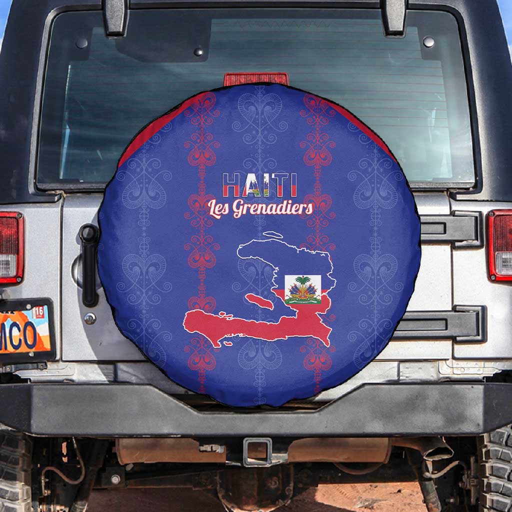 Haiti Football Spare Tire Cover Les Grenadiers Veve Vodou Blue - African Pride