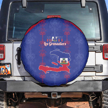 Haiti Football Spare Tire Cover Les Grenadiers Veve Vodou Blue - African Pride