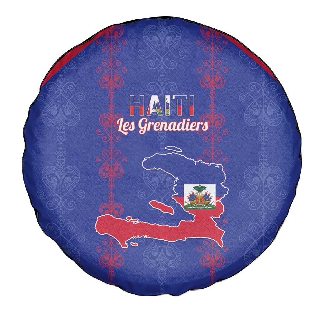 Haiti Football Spare Tire Cover Les Grenadiers Veve Vodou Blue - African Pride