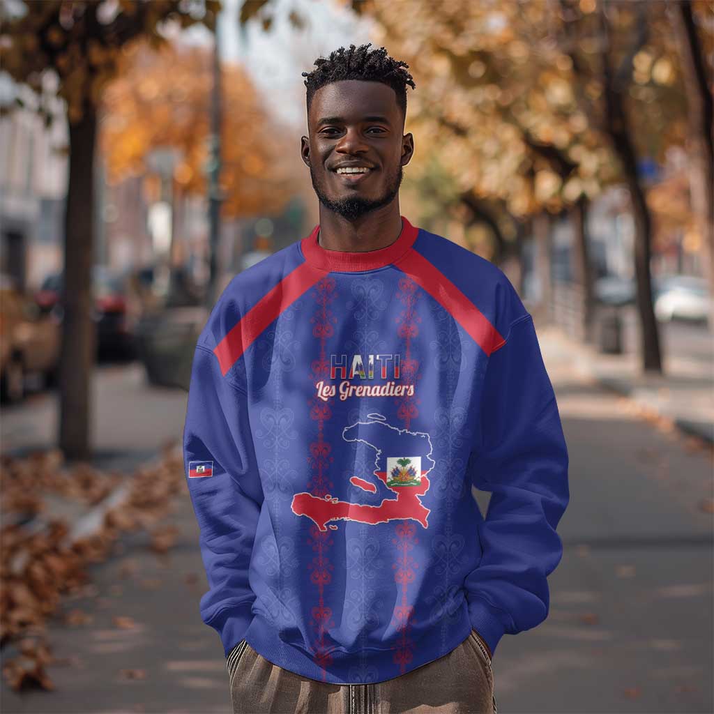 Custom Haiti Football Sweatshirt Les Grenadiers Veve Vodou Blue - African Pride
