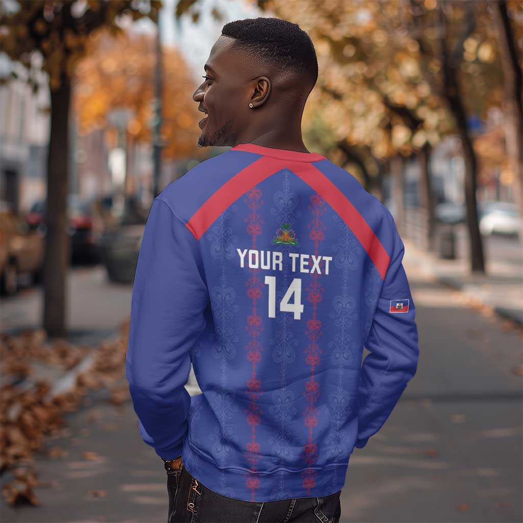 Custom Haiti Football Sweatshirt Les Grenadiers Veve Vodou Blue - African Pride