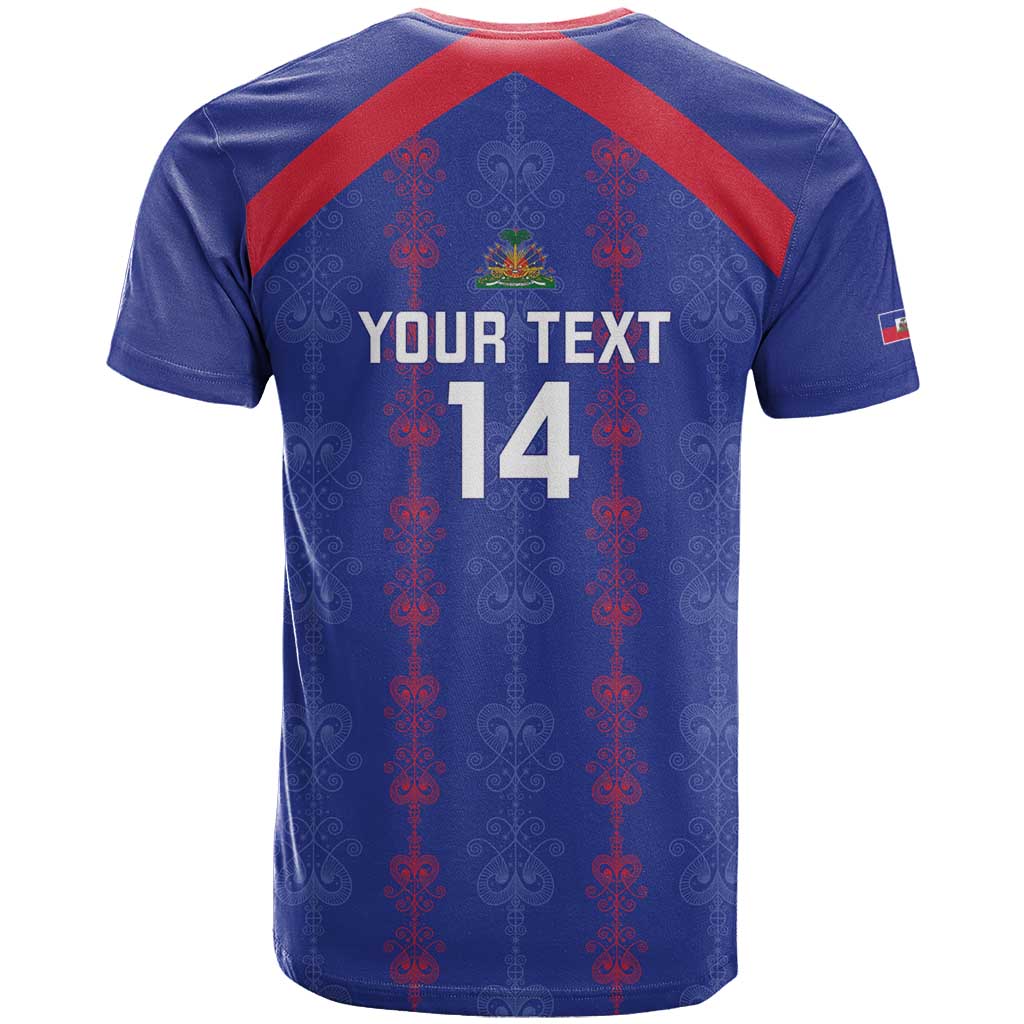 Custom Haiti Football T shirt Les Grenadiers Veve Vodou Blue - African Pride