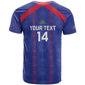 Custom Haiti Football T shirt Les Grenadiers Veve Vodou Blue - African Pride