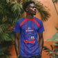 Custom Haiti Football T shirt Les Grenadiers Veve Vodou Blue - African Pride