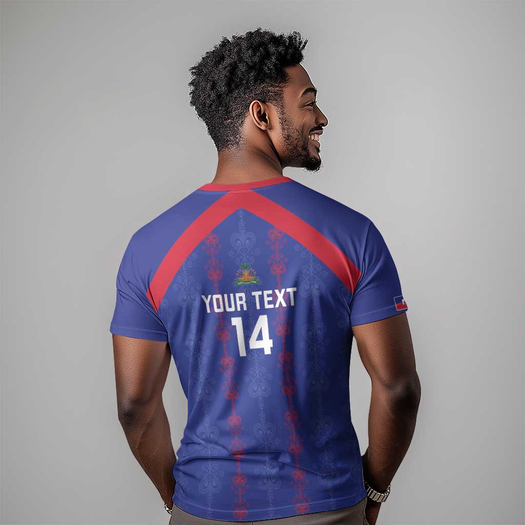 Custom Haiti Football T shirt Les Grenadiers Veve Vodou Blue - African Pride