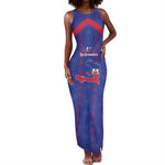 Custom Haiti Football Tank Maxi Dress Les Grenadiers Veve Vodou Blue - African Pride