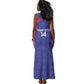 Custom Haiti Football Tank Maxi Dress Les Grenadiers Veve Vodou Blue - African Pride