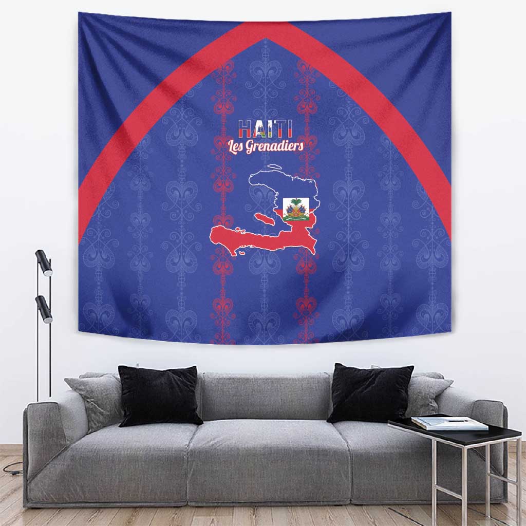 Haiti Football Tapestry Les Grenadiers Veve Vodou Blue - African Pride