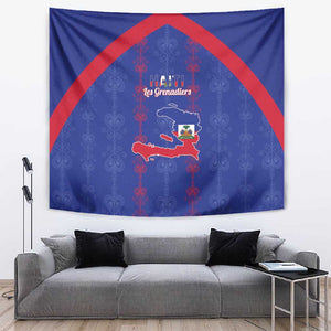 Haiti Football Tapestry Les Grenadiers Veve Vodou Blue - African Pride