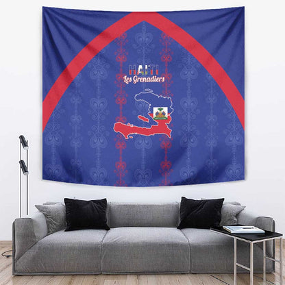 Haiti Football Tapestry Les Grenadiers Veve Vodou Blue - African Pride