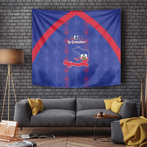 Haiti Football Tapestry Les Grenadiers Veve Vodou Blue - African Pride