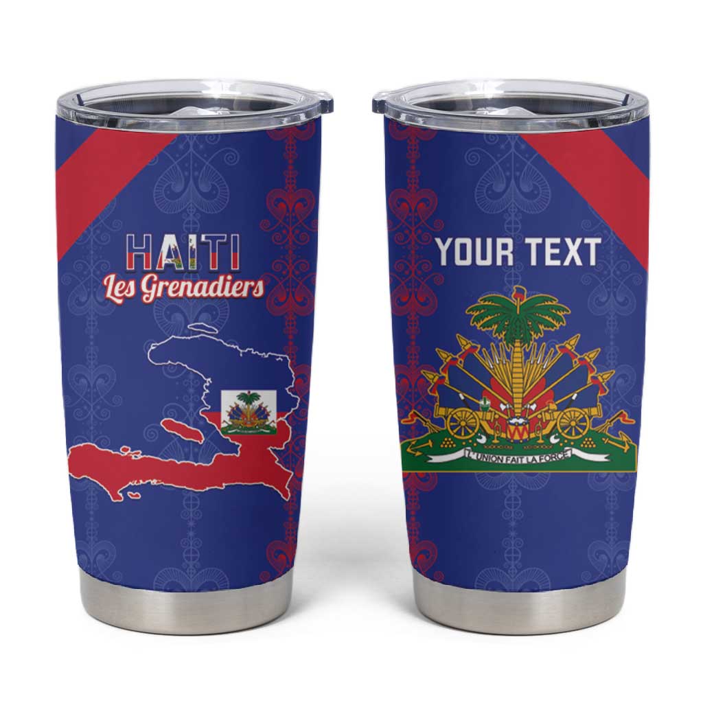 Custom Haiti Football Tumbler Cup Les Grenadiers Veve Vodou Blue - African Pride