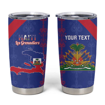 Custom Haiti Football Tumbler Cup Les Grenadiers Veve Vodou Blue - African Pride