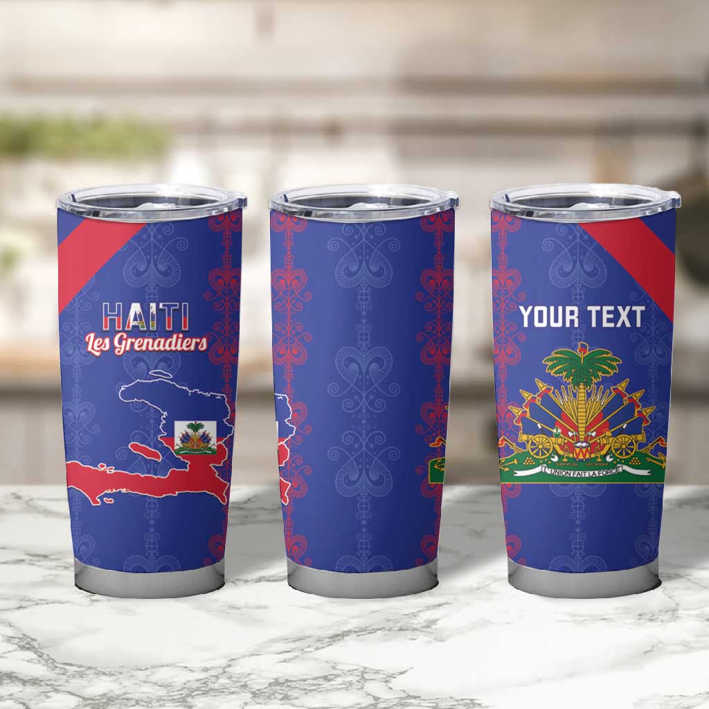 Custom Haiti Football Tumbler Cup Les Grenadiers Veve Vodou Blue - African Pride