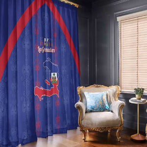 Haiti Football Window Curtain Les Grenadiers Veve Vodou Blue - African Pride