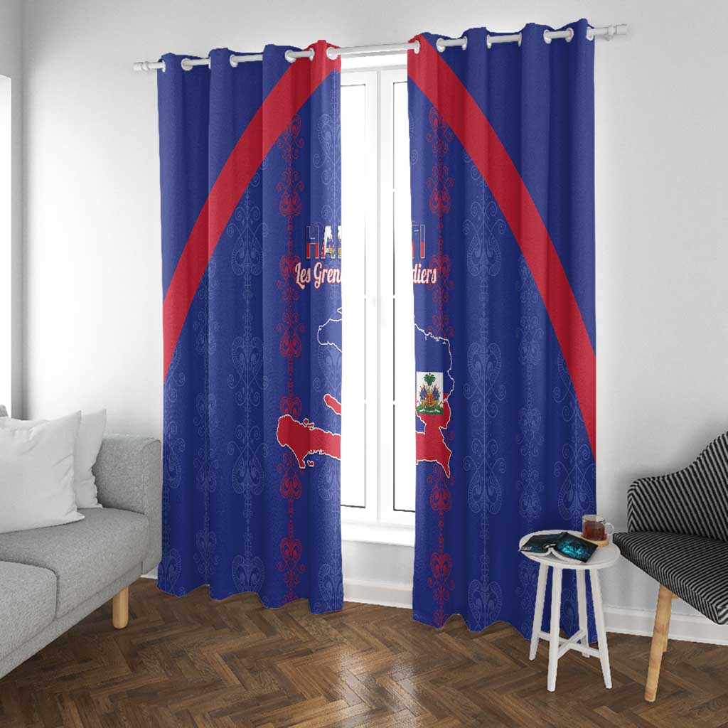 Haiti Football Window Curtain Les Grenadiers Veve Vodou Blue - African Pride