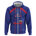 Custom Haiti Football Zip Hoodie Les Grenadiers Veve Vodou Blue - African Pride