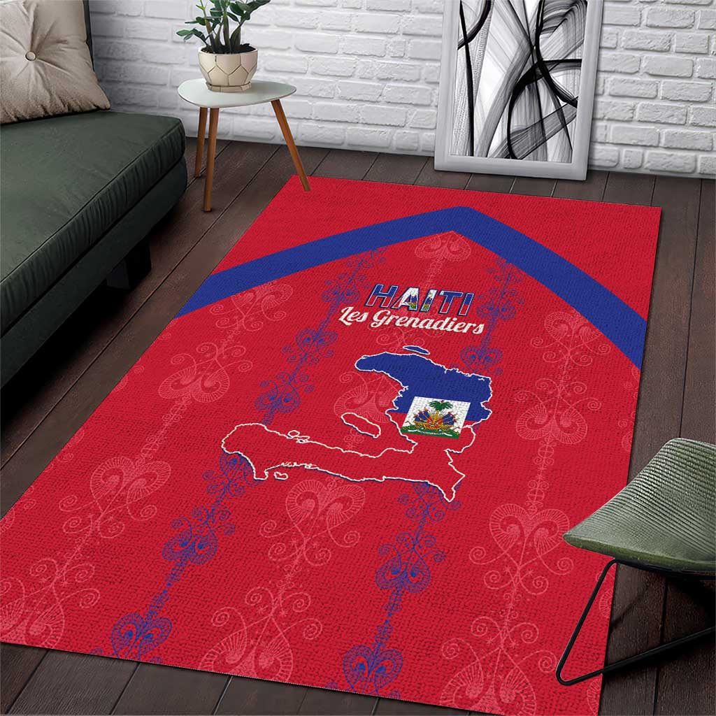 Haiti Football Area Rug Les Grenadiers Veve Vodou Red - African Pride