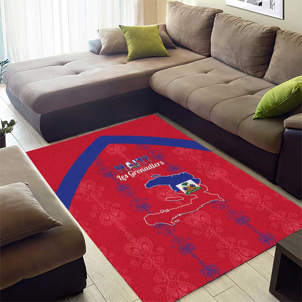 Haiti Football Area Rug Les Grenadiers Veve Vodou Red - African Pride
