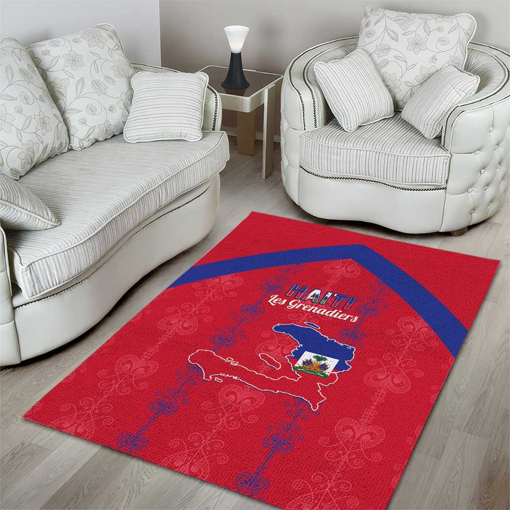 Haiti Football Area Rug Les Grenadiers Veve Vodou Red - African Pride