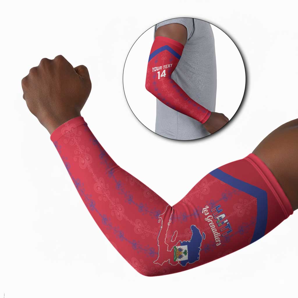 Custom Haiti Football Arm Sleeves Les Grenadiers Veve Vodou Red