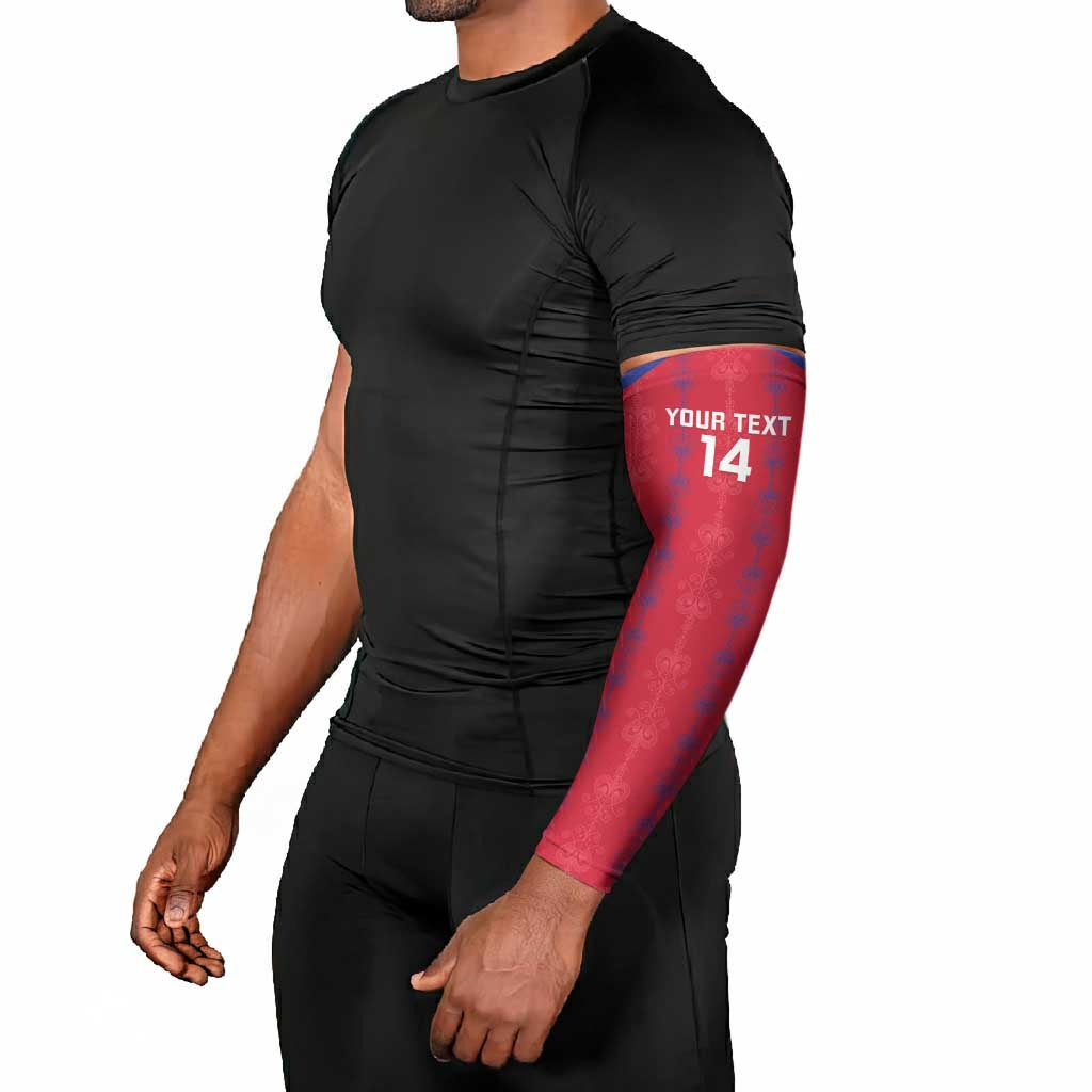 Custom Haiti Football Arm Sleeves Les Grenadiers Veve Vodou Red